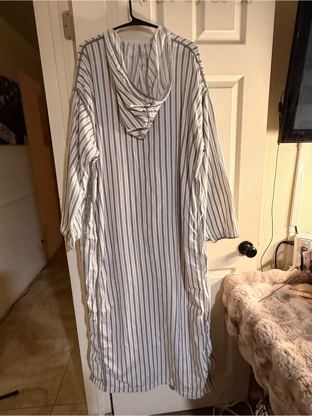 Ace Hotel Swim Club Palm Springs Pullover Flannel Hooded Stripe Robe XL - Picture 2 of 6